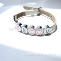 6MM DIY bracelet wristlet for 6MM slide letters and charms ,real leather bracelet